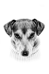 Jack Russell schwarz-weiß, abstrakt, Hund, Tierportrait