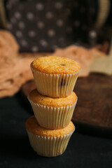 cupcakes on a black background. Baking 