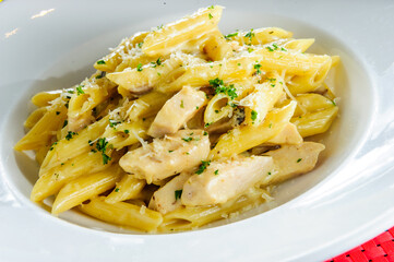 Italian macaroni and cheese with cheddar