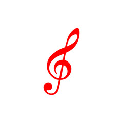 red treble clef on white