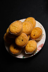 cupcakes on a black background. Baking 