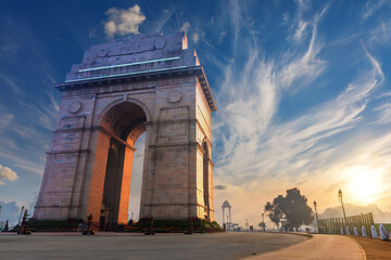 Fototapeta na wymiar India Gate in New Delhi, sunset view