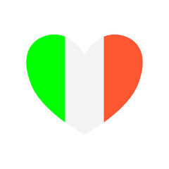 Vector flat heart shaped Ireland flag isolated on white background