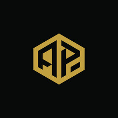 Initial letter AP hexagon logo design vector