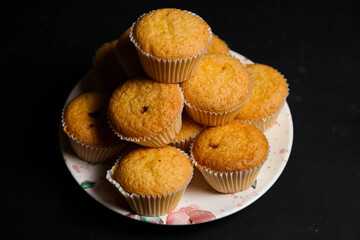 cupcakes on a black background. Baking 