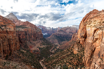 Zion Canyon, Utah, USA at winter time. Red rocks valley