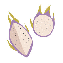 Dragon fruit icon. Half of the cut fruit. Flat illustration of dragon fruit vector icon isolated on white background