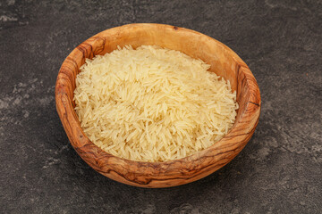 Raw basmati rice in the bowl
