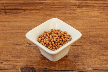 Coriander seeds in the bowl