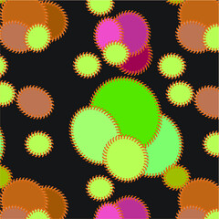 Fototapeta premium Multicolor Pattern on black background fabric textile bright modern digital print 