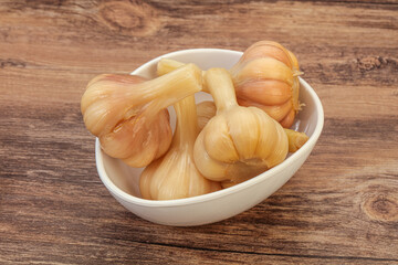 Marinated garlic in the bowl