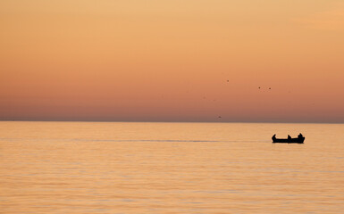 Fototapeta premium sunset on the sea, gentle wave