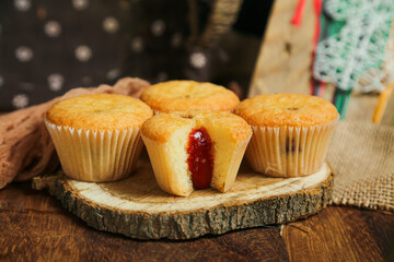 cupcakes on a wooden background. Baking 