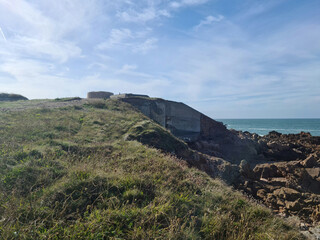 Fototapeta na wymiar Guernsey Channel Islands, Fort Hommet Bunker