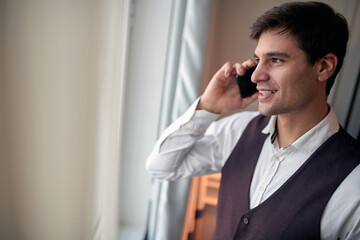 Well-dressed businessman preparing for a successfull day