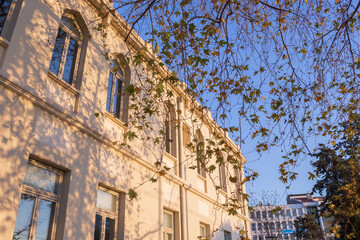 Fototapeta premium classical and modern architecture exterior walls, doors and windows, isolated nature background