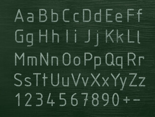 Obraz premium English alphabet chalk on green blackboard