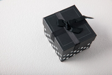 black gift box on table