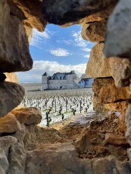 Ch&acirc;teau du Clos Vougeot et son manteau de neige