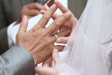 hands of bride and groom