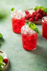 Fresh raspberry cocktail with basil