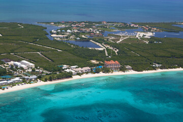 Aerial view of coastline of Grand Cayman, Cayman Islands ,Caribbean