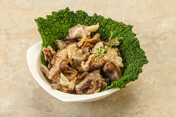 Baled lamb meat in the bowl