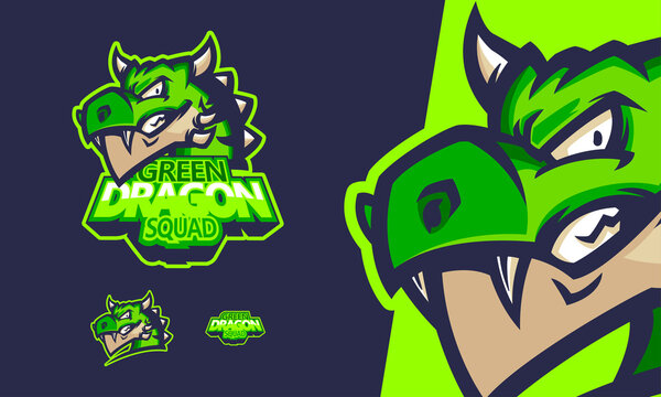 Angry Green Dragon Sports Logo Mascot Illustration