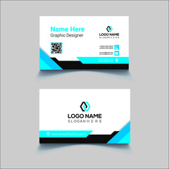 Fototapeta na wymiar Creative Business Card Template, Modern Corporate Business Card Design with Blue and Orange Color, Simple Business Card