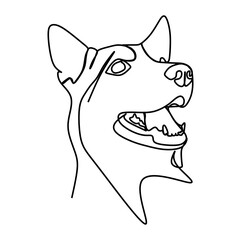 Single line drawing of cute German Shepherd dog for company logo identity. German Shepherd dog mascot concept for friendly pet icon. Modern continuous one line draw design vector graphic illustration