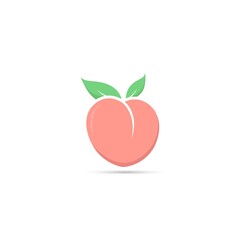 Peach icon, Peach fruit logo, Cute Peach, Fresh Peach vector isolated on white background.