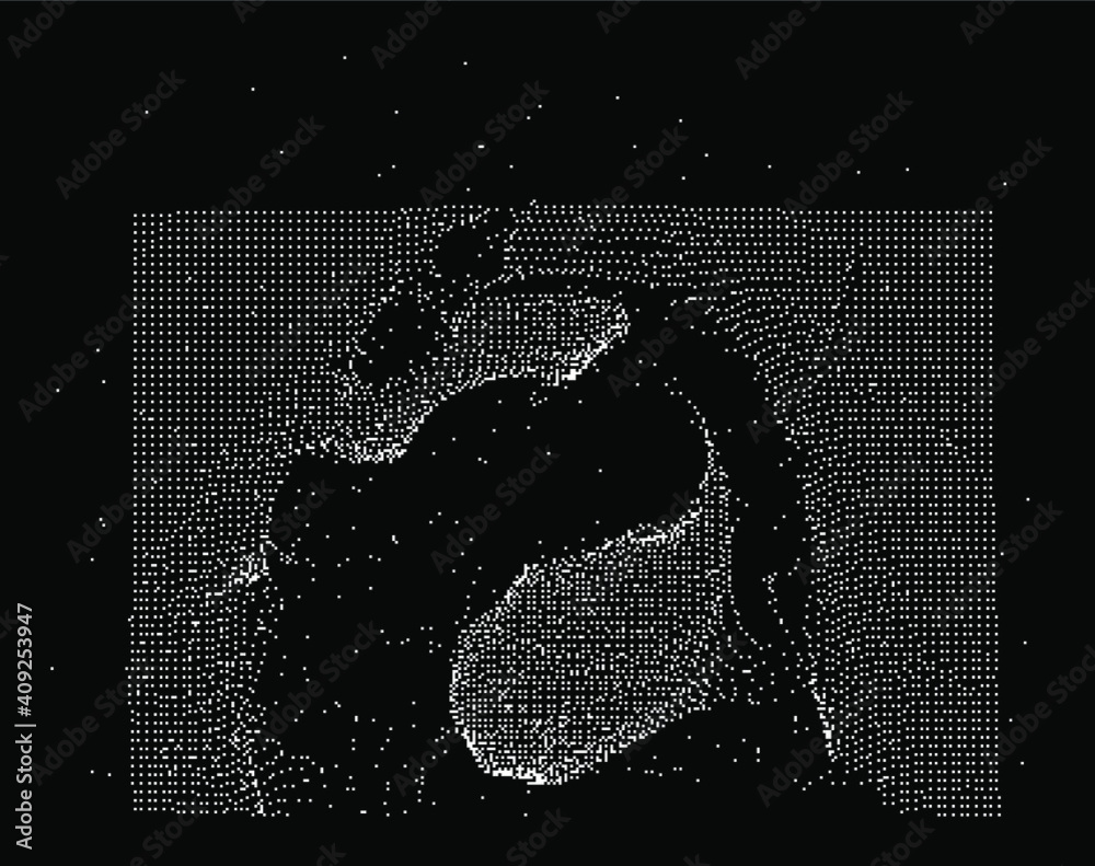 Aufkleber Surface made of particles, array of points. Abstract technology background.