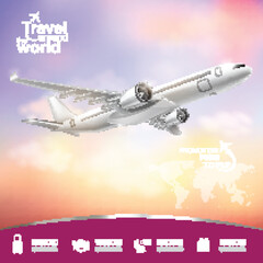 Airplane Vector Concept Travel around the World - obrazy, fototapety, plakaty