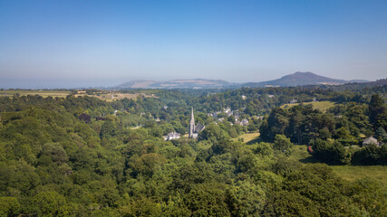 Fototapeta na wymiar Aerial View of Village Enniskerry Surrounded by Woodland