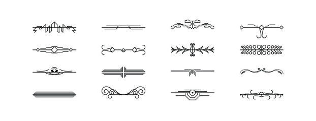 Set Black Simple Line Collection Doodle Border Elements Vector Design Style Sketch Isolated Illustration For Banner