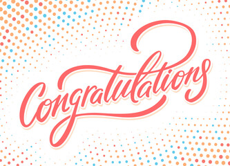 Congratulations. Vector hand drawn lettering card.