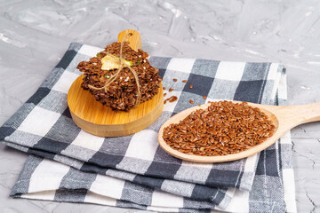Healthy snack crispy made from flax seeds. Diet crispy crackers.