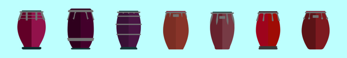 set of conga cartoon icon design template with various models. vector illustration isolated on blue background