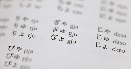 BUDAPEST, HUNGARY - CIRCA 2020: Learning Japanese lenguage, one of the most hardest spoken lenguages