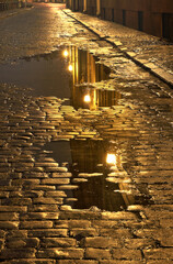 Old brick-paved European street