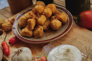 delicious fried tofu and chili sauce