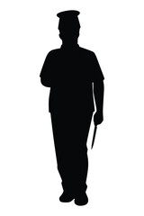 Chef in restaurant silhouette vector on white background