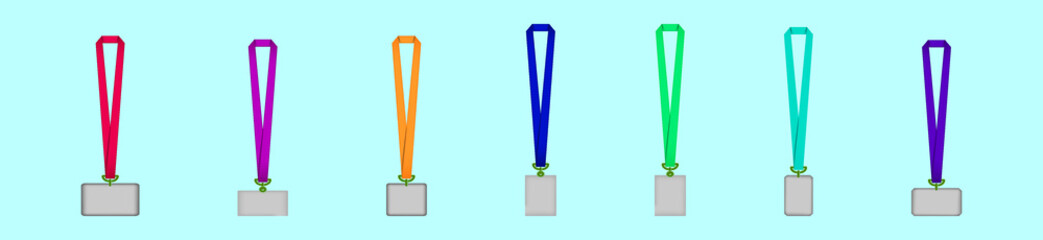 set of lanyard cartoon icon design template with various models. vector illustration isolated on blue background