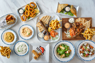 Mediterranean food colorful large flatlay