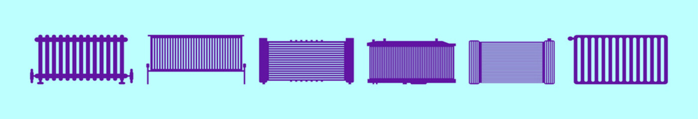 set of radiator cartoon icon design template with various models. vector illustration isolated on blue background