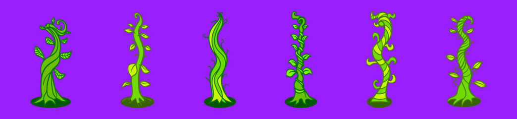 set of bean stalk cartoon icon design template with various models. vector illustration isolated on purple background © eny