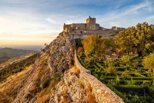 Medieval Castle In Marvao At Sunset, Portugal