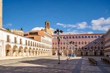 Plaza Alta square in old town of Badajoz, Extremadura, Spain - obrazy, fototapety, plakaty