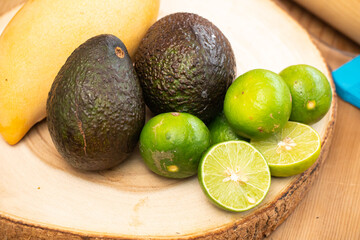 Fresh avocado tomatoes,lemon,onion, healthy food