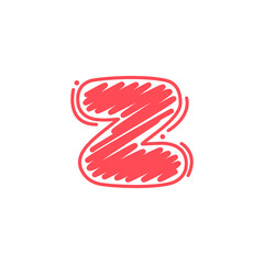Z letter logo in childish wax crayons scribbles style.